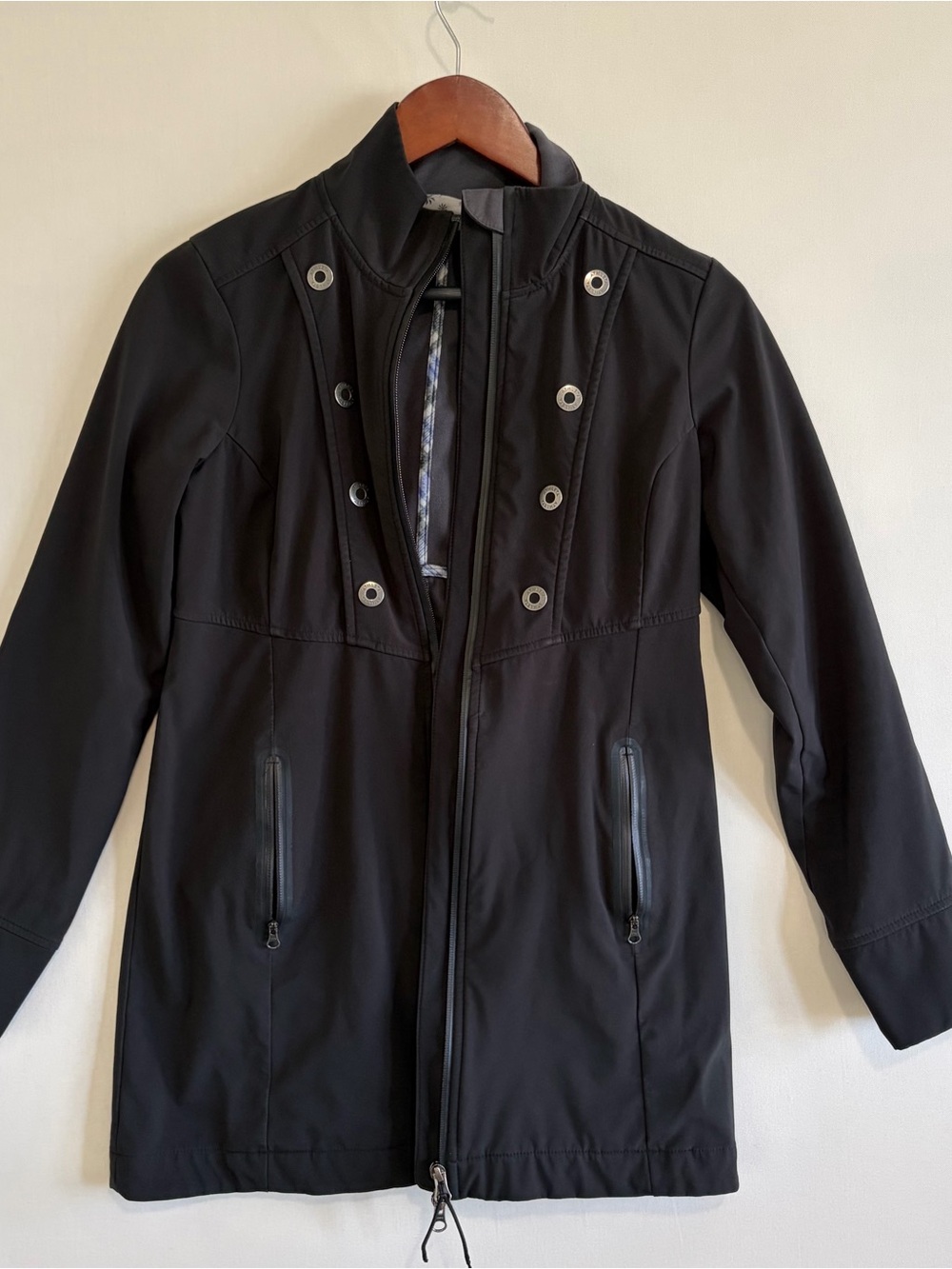 Athleta Trench Rain Jacket Womens XS Black Waterproof Outdoor